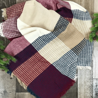 Waffle Plaid Fringe Scarf