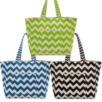 Reversible Burlap Chevron Tote Bag