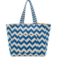 Reversible Burlap Chevron Tote Bag