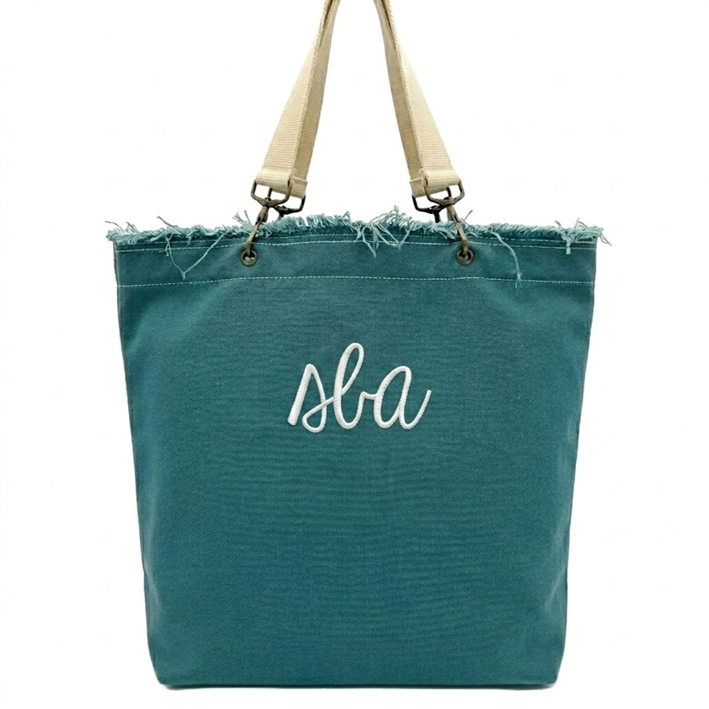 Raw-Edge Canvas Tote Bag