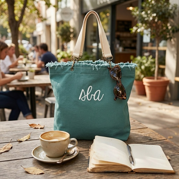 Raw-Edge Canvas Tote Bag