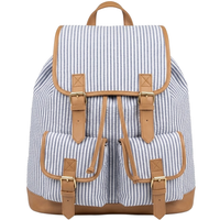 Navy Seersucker Campus Backpack