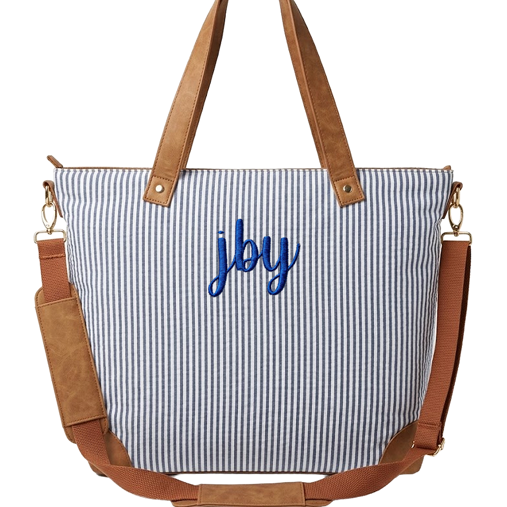 Seersucker NAVY Canvas Tote Bag