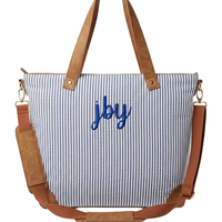 Seersucker NAVY Canvas Tote Bag