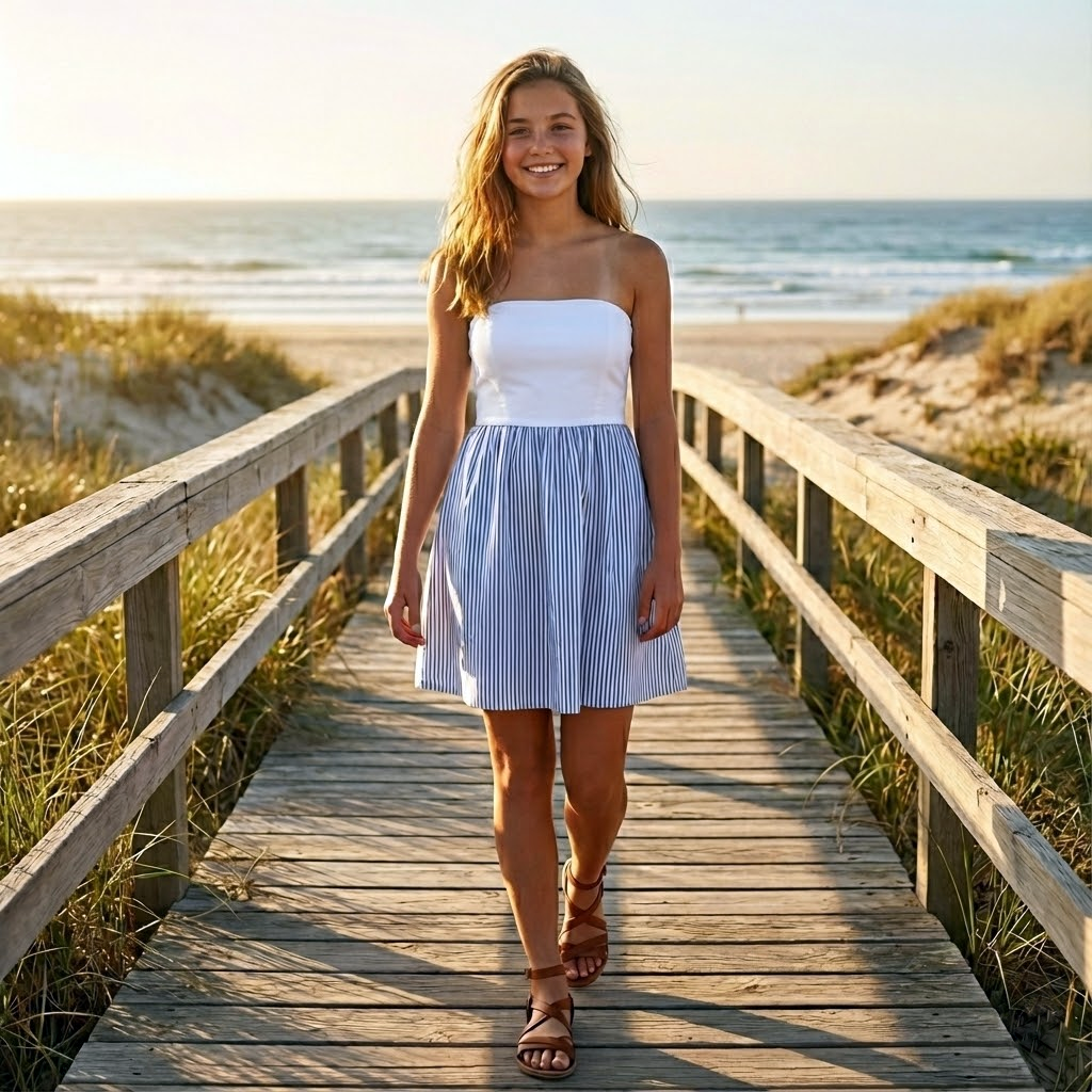 Strapless SEERSUCKER Dress