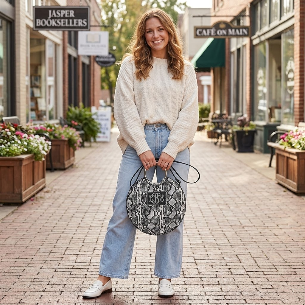 Snakeskin Circle Crossbody Purse