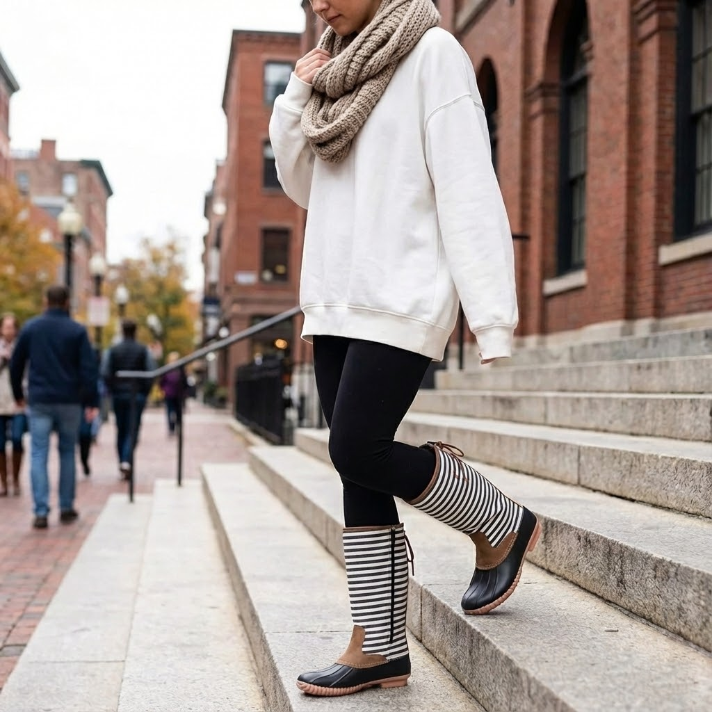 Stripe Duck Boots