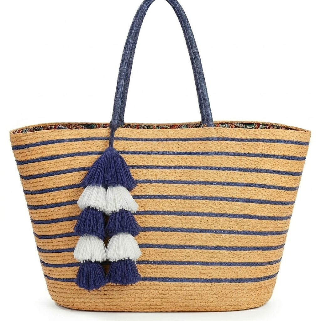 Large Stripe Beach Bag Tote