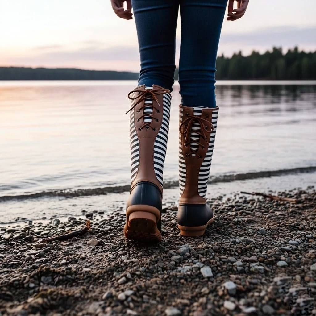 Stripe Duck Boots