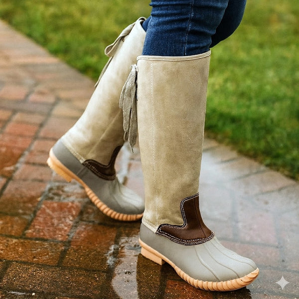Chic Suede Tall Lace Up Duck Boots