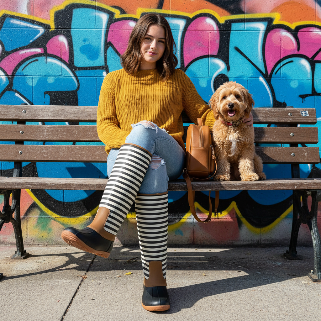 Stripe Duck Boots
