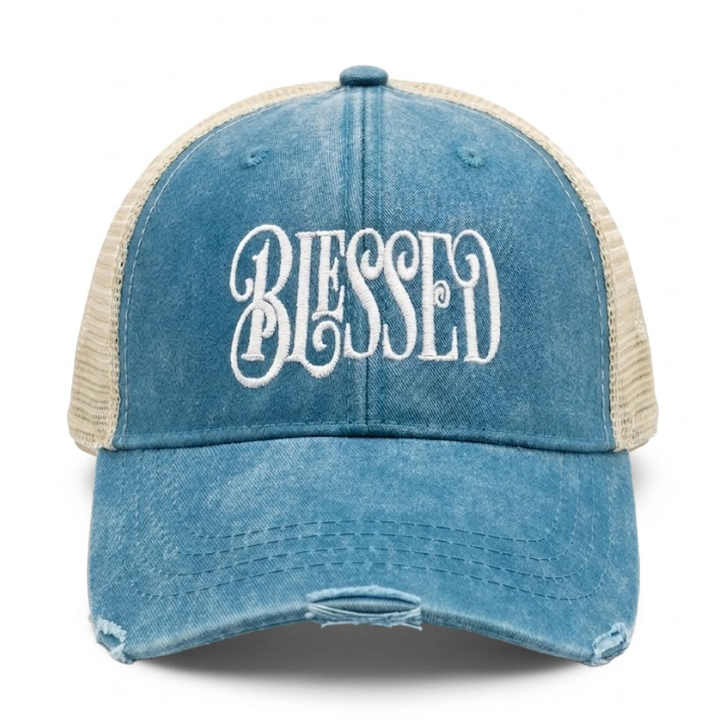 Frayed Trucker Hat - BLESSED