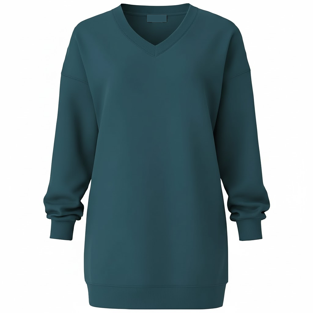 Long V-Neck Sweatshirt