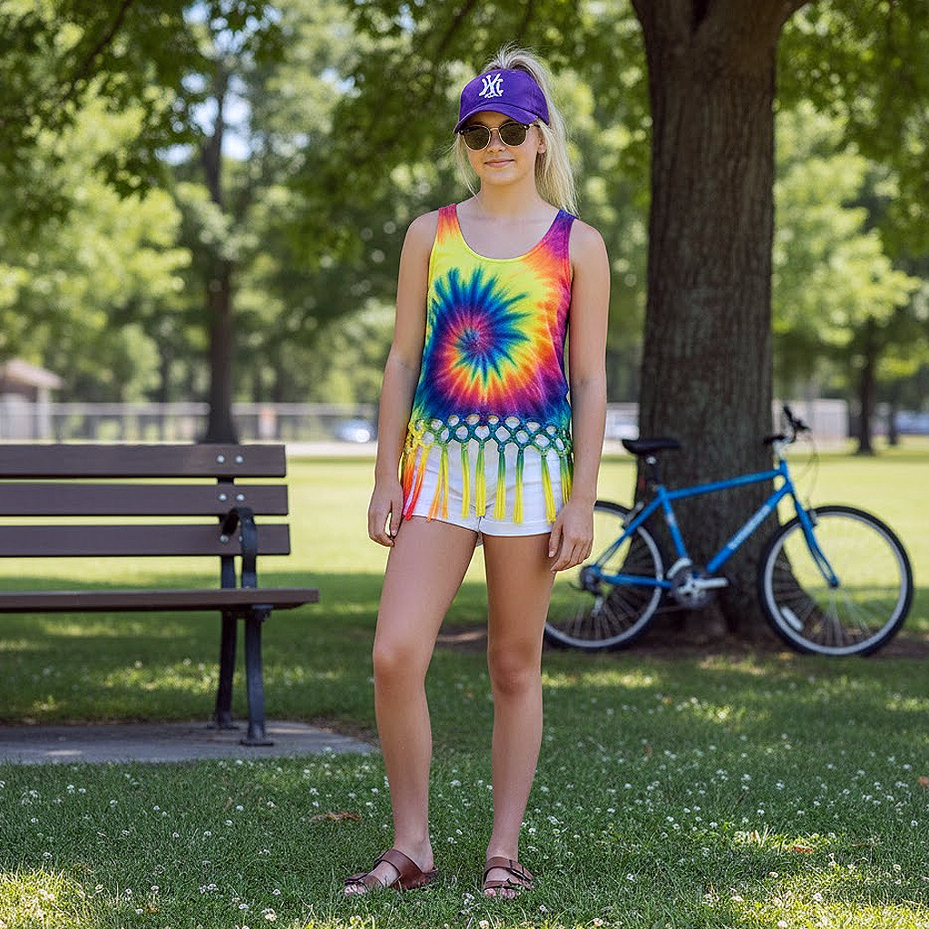 Tie Dye Fringe Tank Top