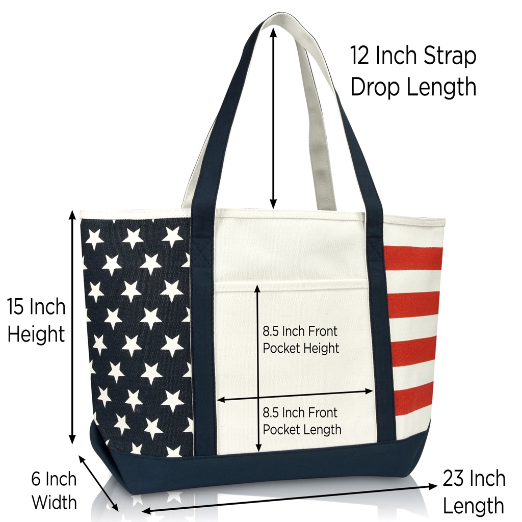 USA Flag Canvas Boater Tote
