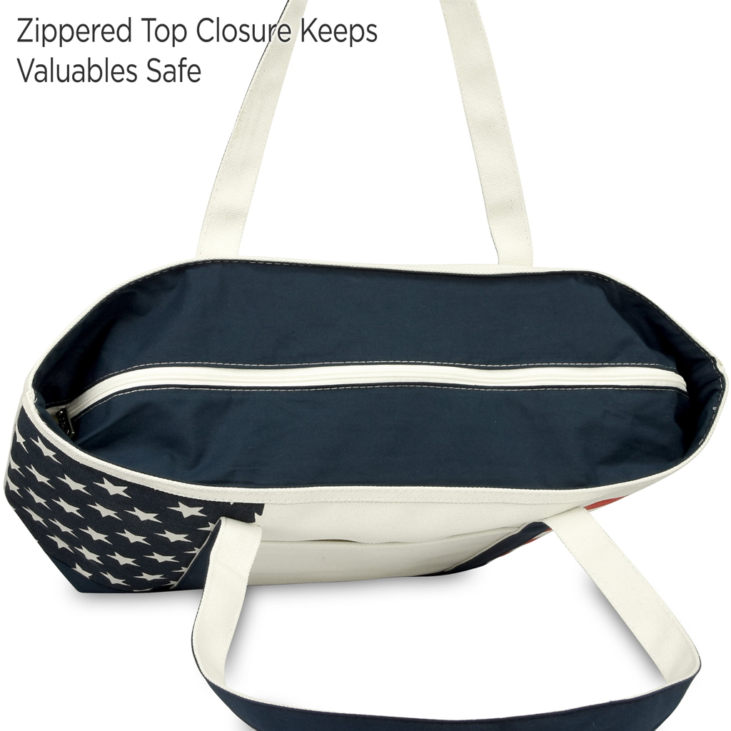 USA Flag Canvas Boater Tote