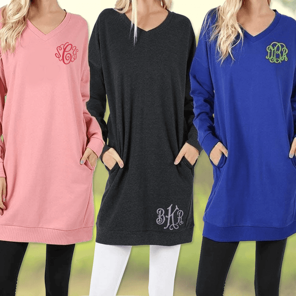 Long V-Neck Sweatshirt