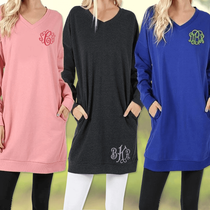 Long V-Neck Sweatshirt