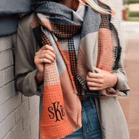 Waffle Plaid Fringe Trim Scarf