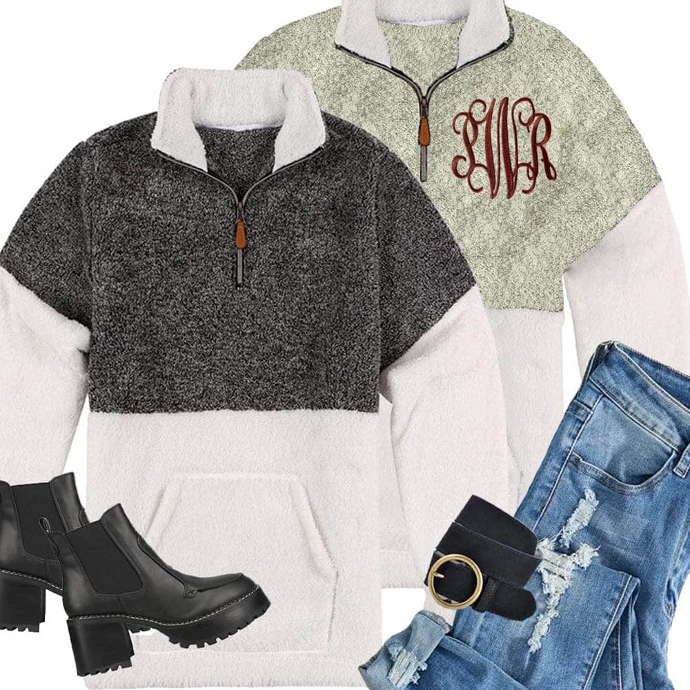 Two Tone Sherpa Pullover