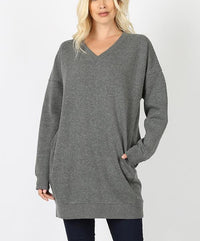 Long V-Neck Sweatshirt
