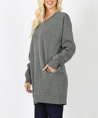 Long V-Neck Sweatshirt