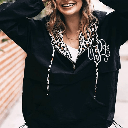 Leopard Windbreaker - BLACK