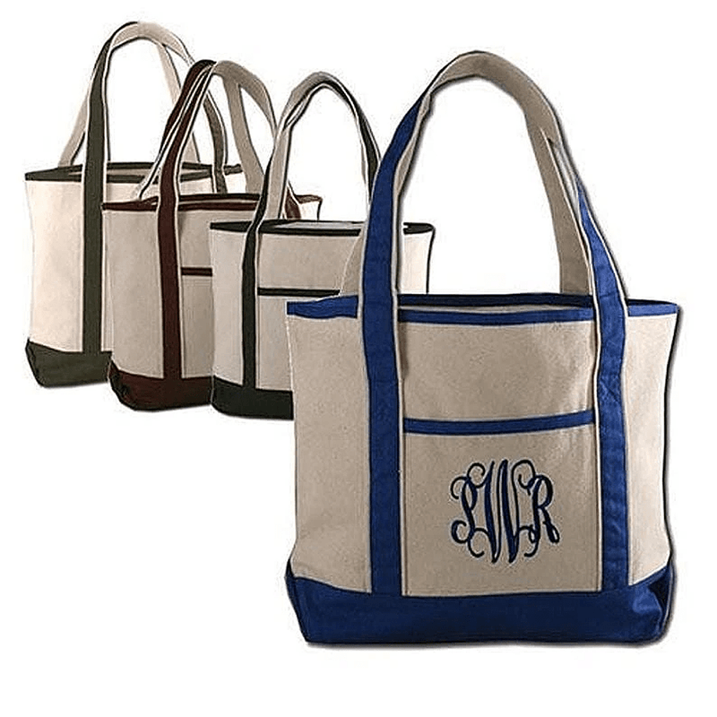 Large Canvas Boater Tote