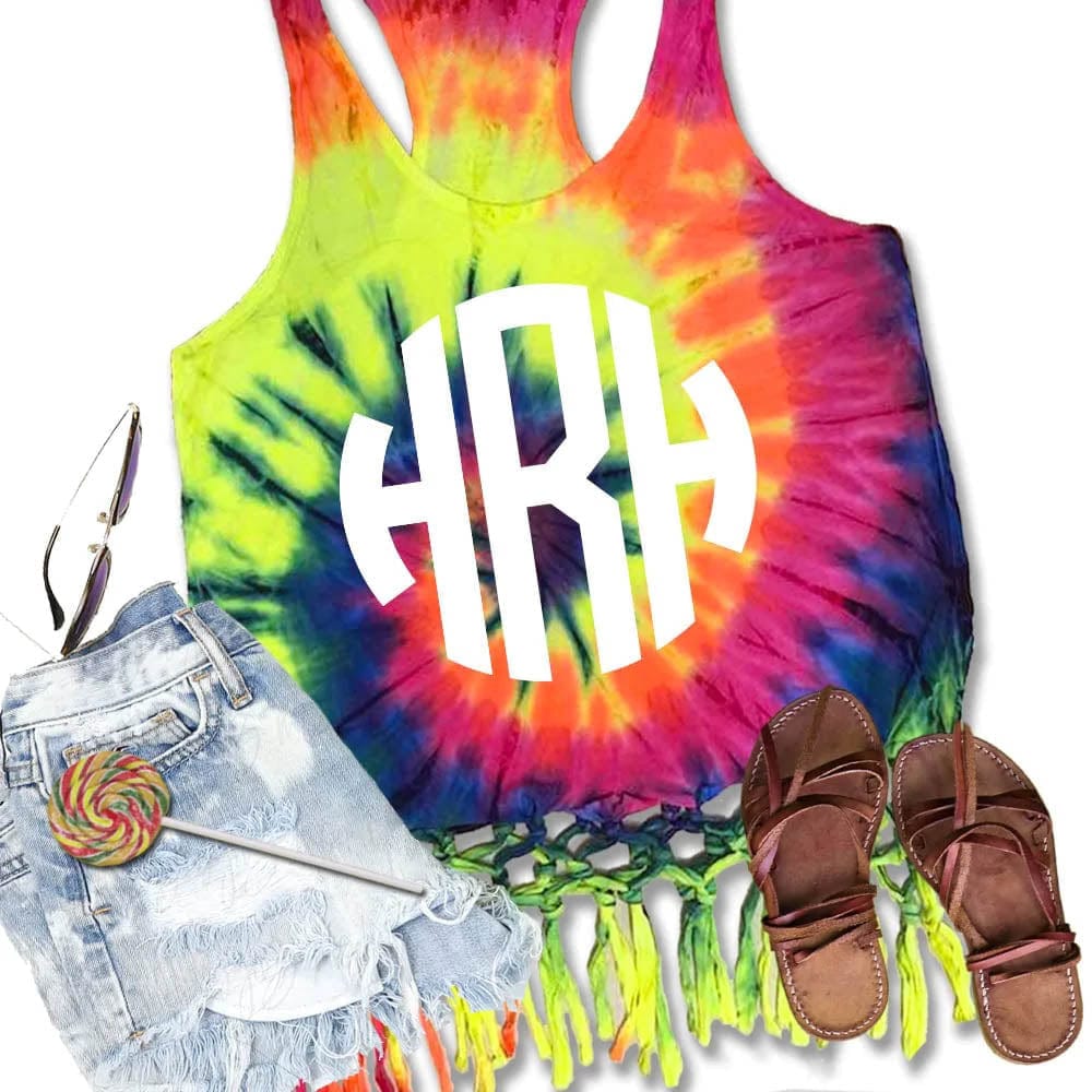 Tie Dye Fringe Tank Top