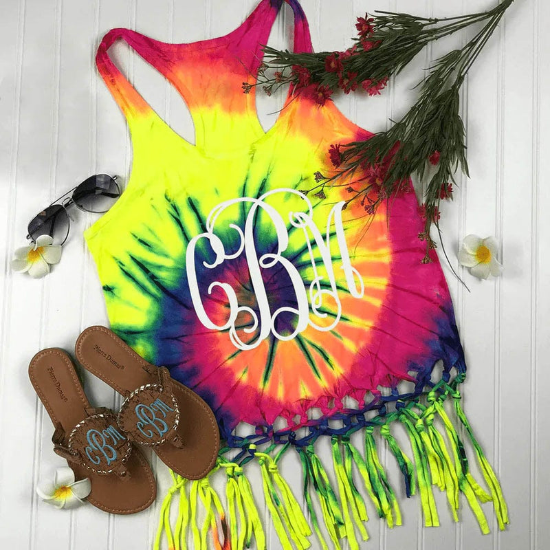 Tie Dye Fringe Tank Top