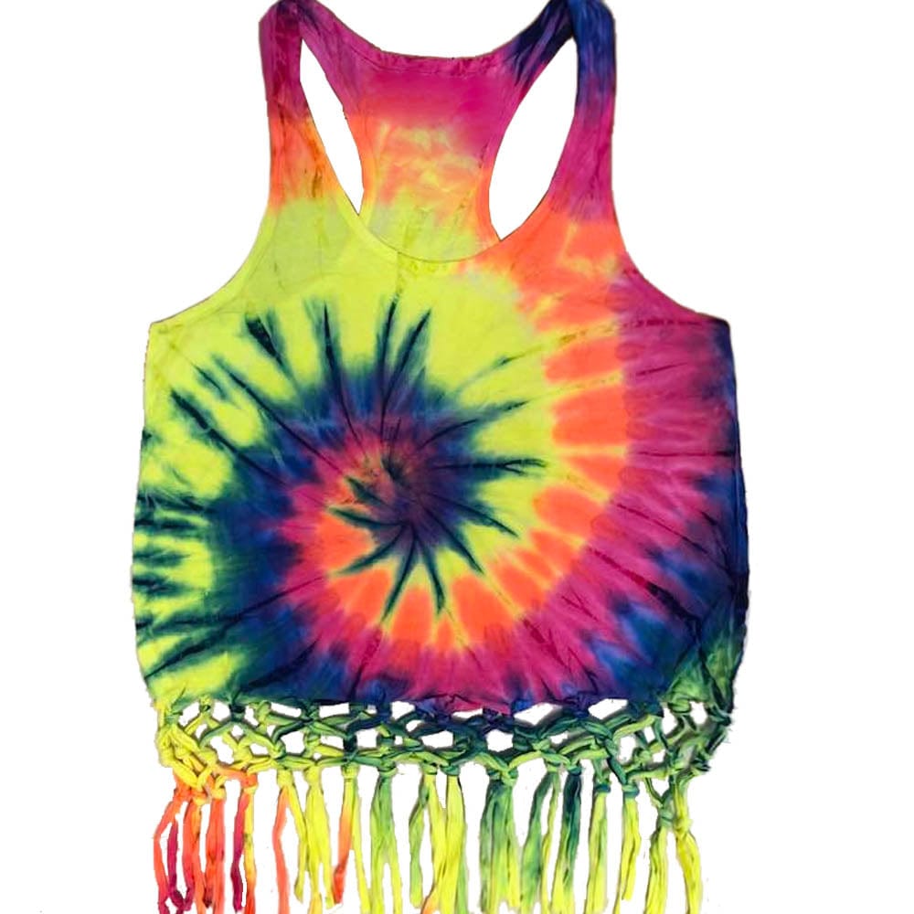Tie Dye Fringe Tank Top