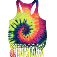 Tie Dye Fringe Tank Top