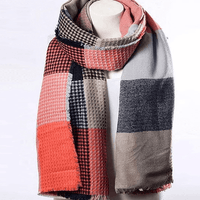 Waffle Plaid Fringe Trim Scarf