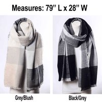 Waffle Plaid Fringe Trim Scarf